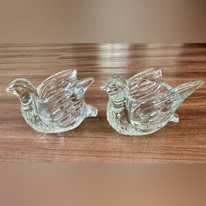 vintage pair of  Avon "Dove in Flight" votive/tealight candle holder